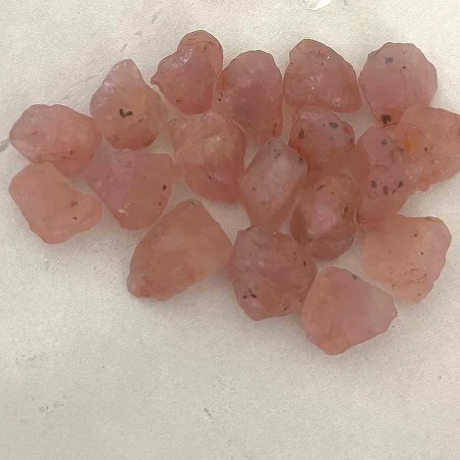 Rose quartz crystals